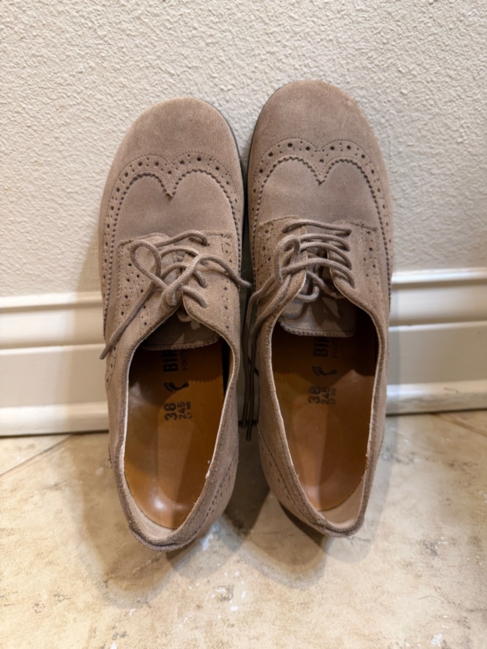 Birkenstock Women's Suede Wingtip Loafers - Taupe